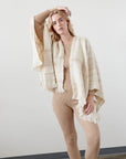 Wide Woven Poncho - Chalk