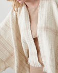 Wide Woven Poncho - Chalk